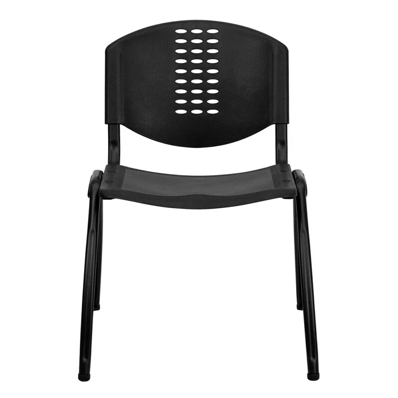 HERCULES Series 880 Lb. Capacity Black Plastic Stack Chair With Oval Cutout Back And Black Frame - Image 4