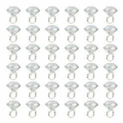 36 Pack Plastic Diamond Rings For Bridal Shower Game, Bulk Set For Bachelorette Party Favors (1 X 1.5 In)