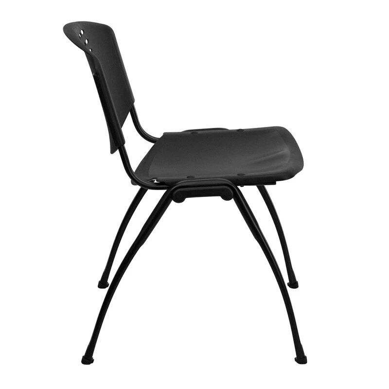 HERCULES Series 880 Lb. Capacity Black Plastic Stack Chair With Oval Cutout Back And Black Frame - Image 2