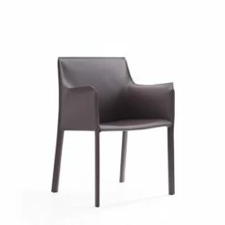 Manhattan Comfort Paris Grey Saddle Leather Armchair