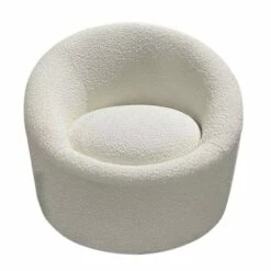 Saltoro Sherpi 33 Inch Accent Chair, White Smooth Soft Polyester Fabric, Swivel Base-