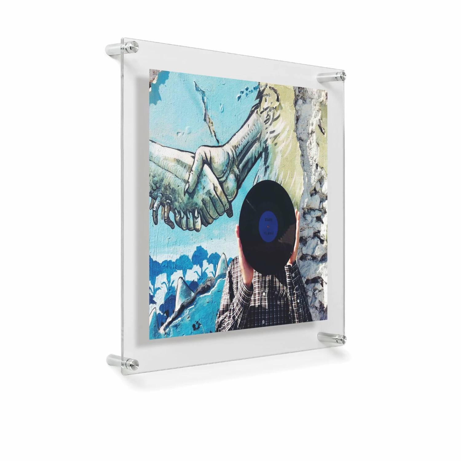 Wexel Art 12' X 12'' Acrylic Floating Frame For Album Covers With Silver Hardware - Image 2