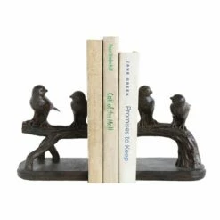 6'' Resin Birds On A Branch Bookends Set
