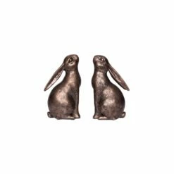 Bronze Bunny Bookends Set