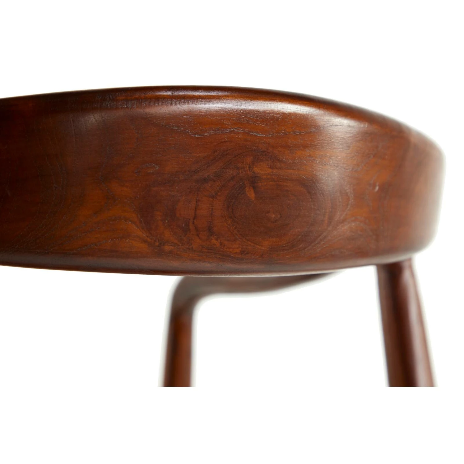 Brown Leather & Teak Contemporary Dining Chair - Image 5