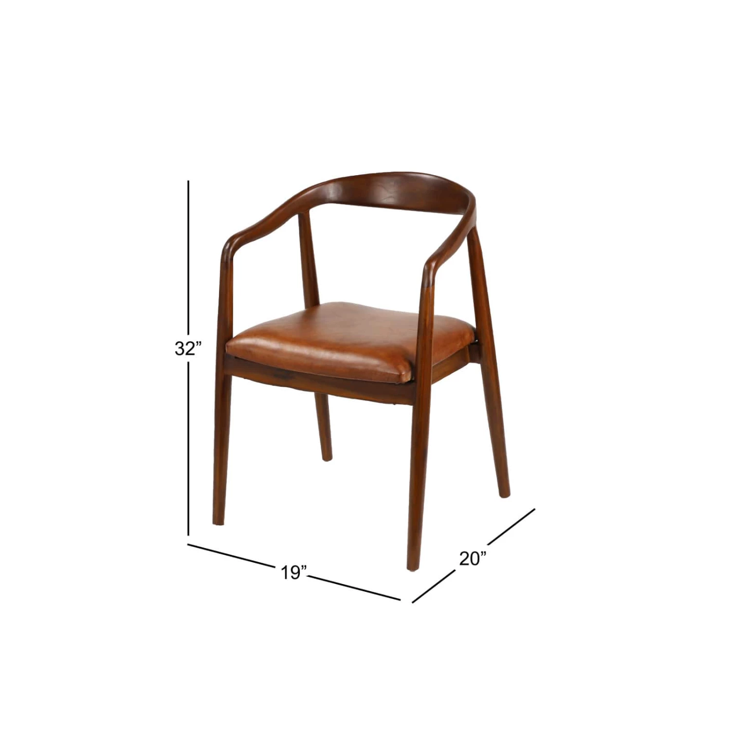 Brown Leather & Teak Contemporary Dining Chair - Image 8