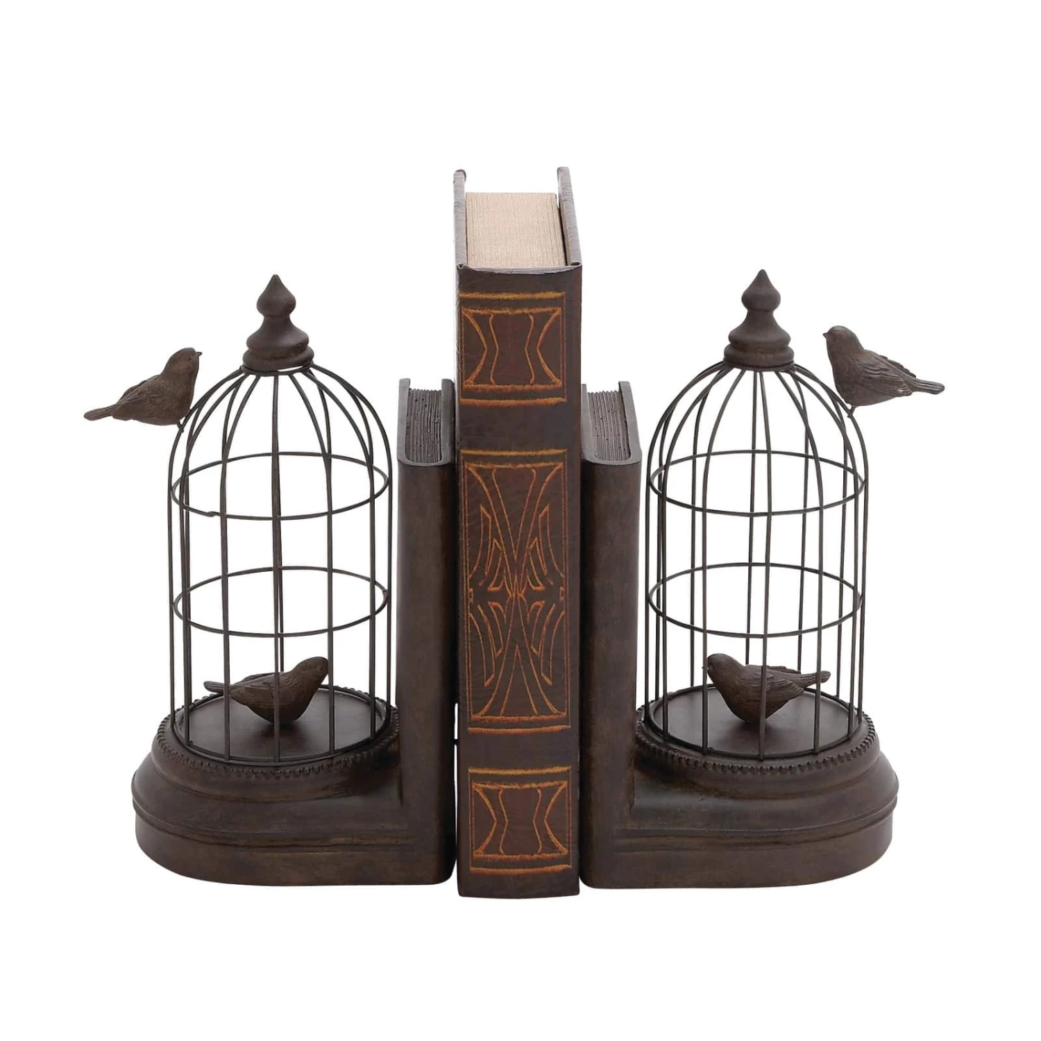 Black Metal Farmhouse Birdcage Bookends Set