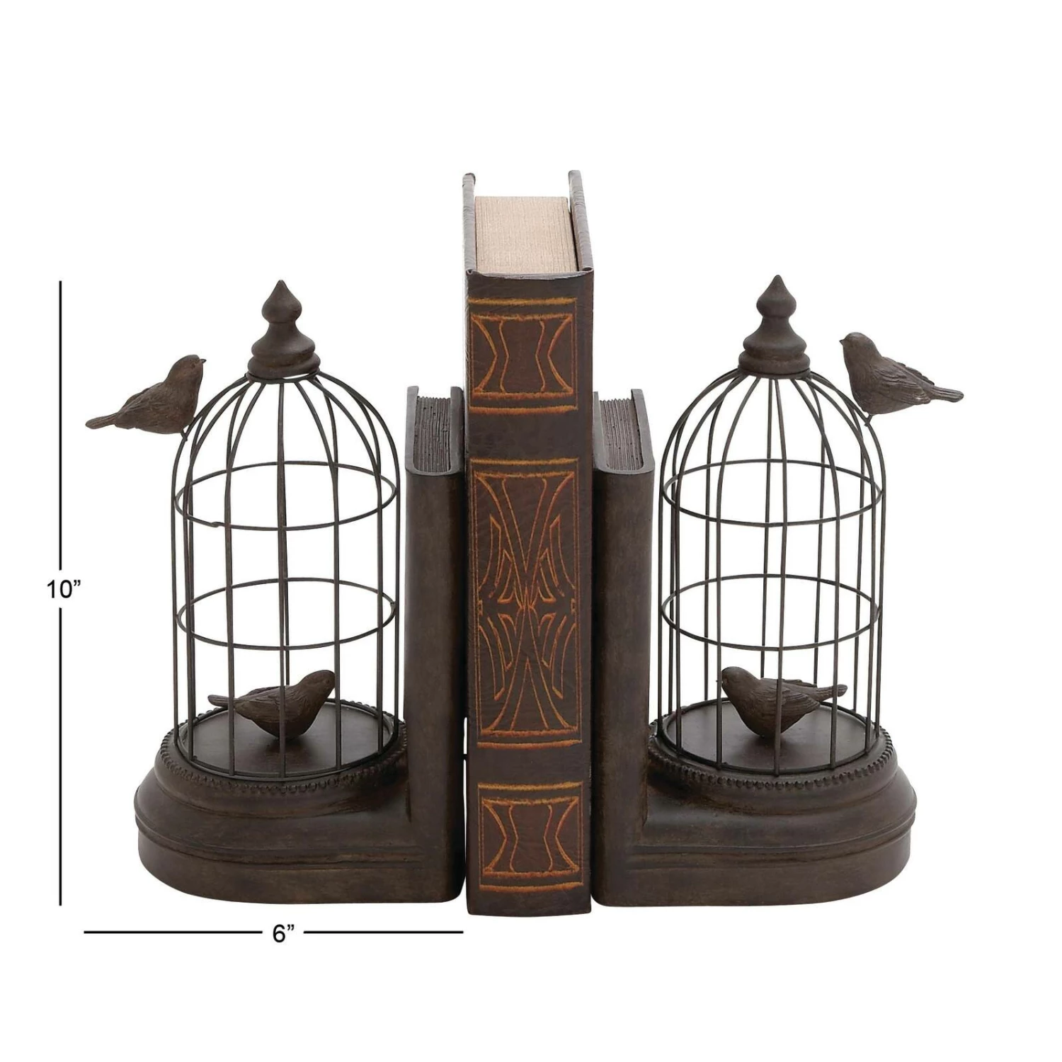 Black Metal Farmhouse Birdcage Bookends Set - Image 11