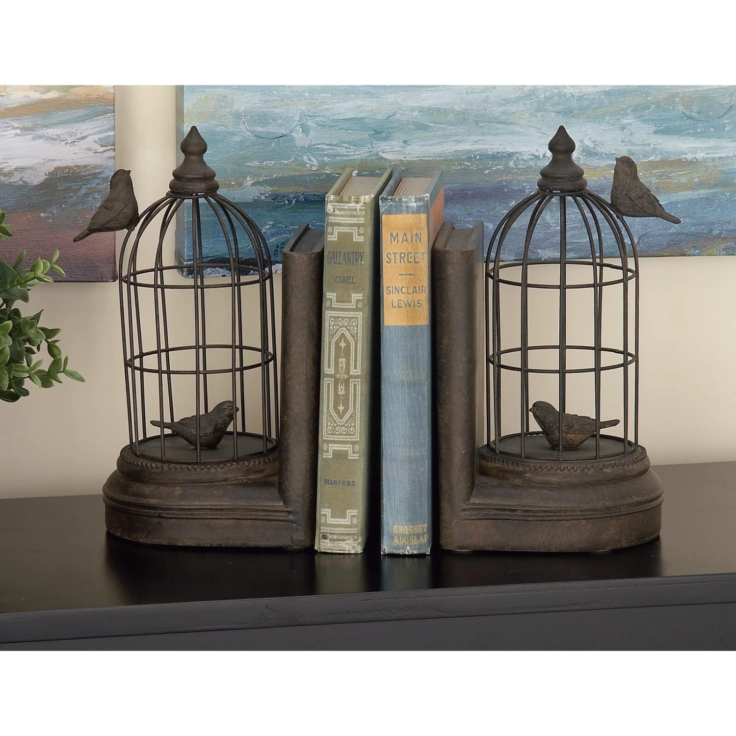 Black Metal Farmhouse Birdcage Bookends Set - Image 12