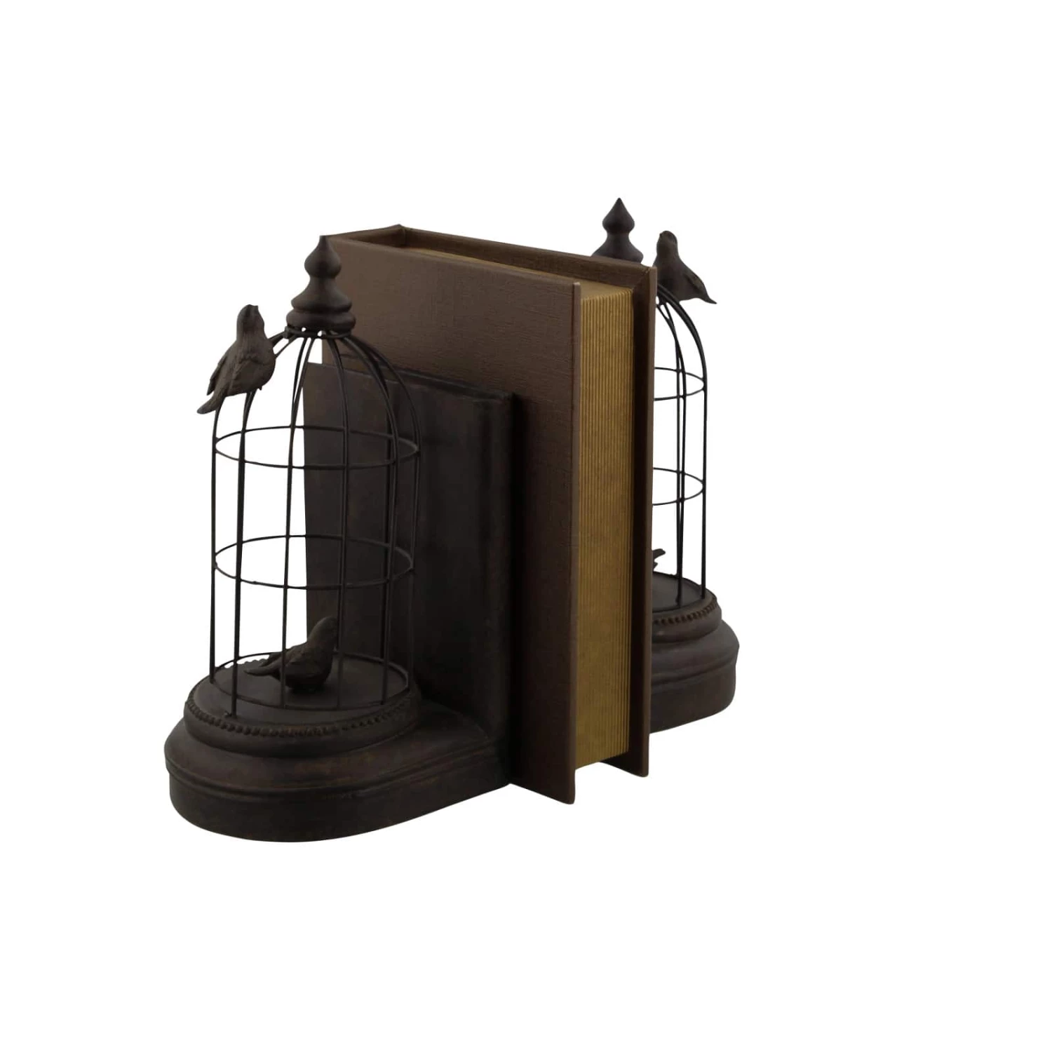 Black Metal Farmhouse Birdcage Bookends Set - Image 4