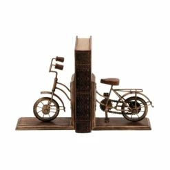 9" Brass & Wood Vintage Bicycle Bookends