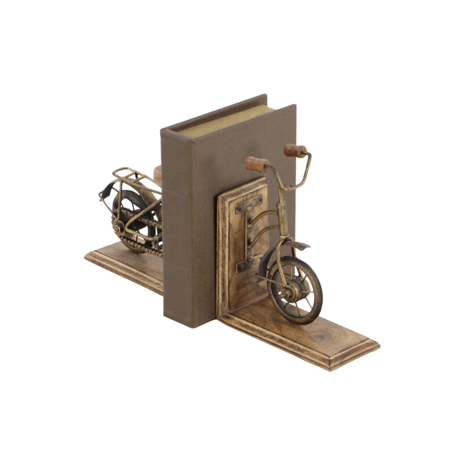 9" Brass & Wood Vintage Bicycle Bookends - Image 6