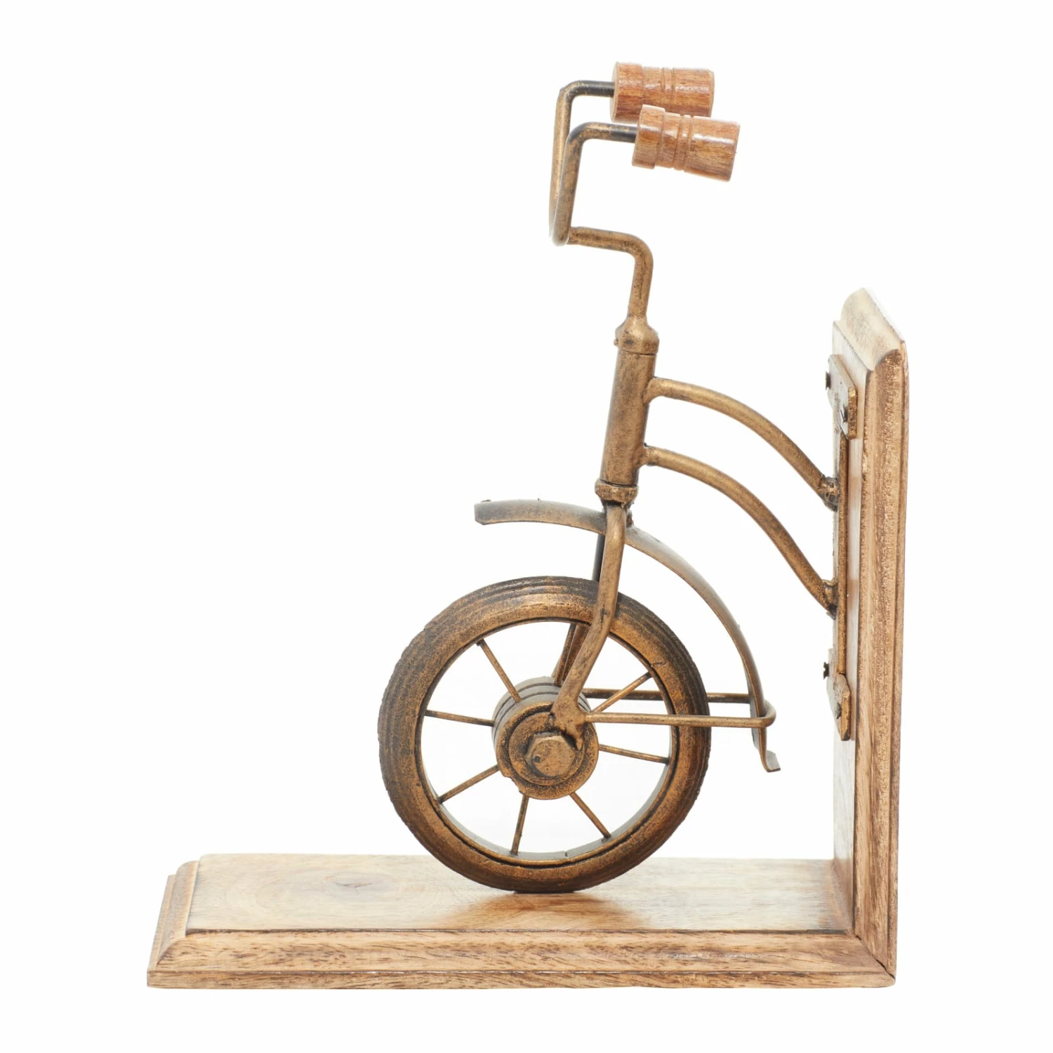 9" Brass & Wood Vintage Bicycle Bookends - Image 7