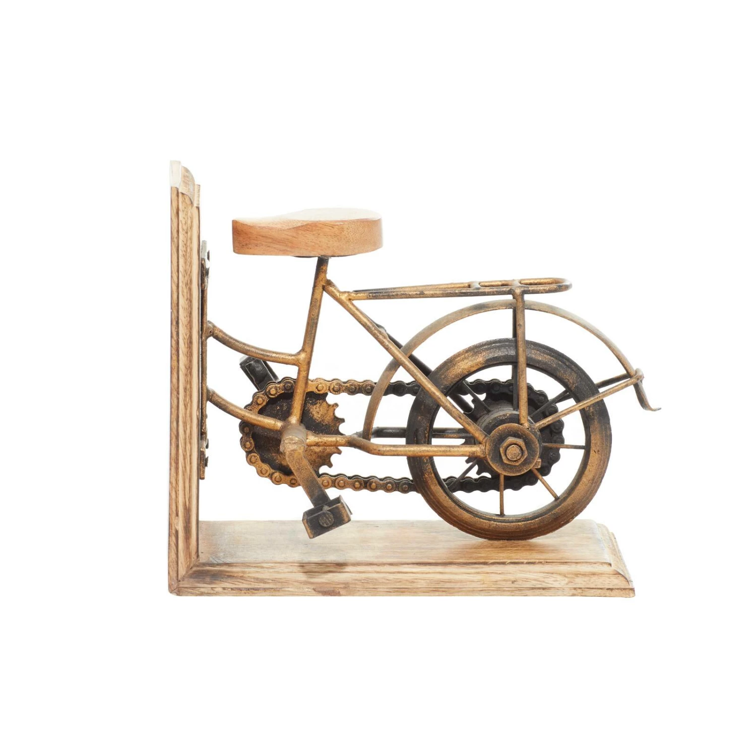 9" Brass & Wood Vintage Bicycle Bookends - Image 8
