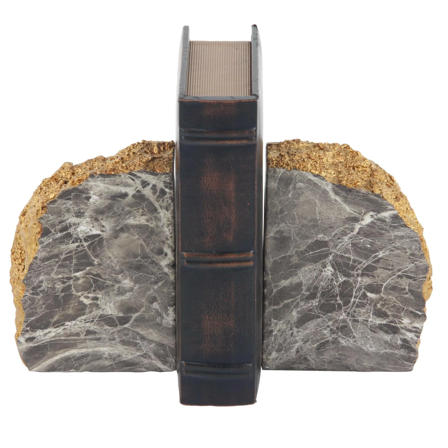 CosmoLiving By Cosmopolitan 7" Gray Glam Stone Bookends, 2ct.