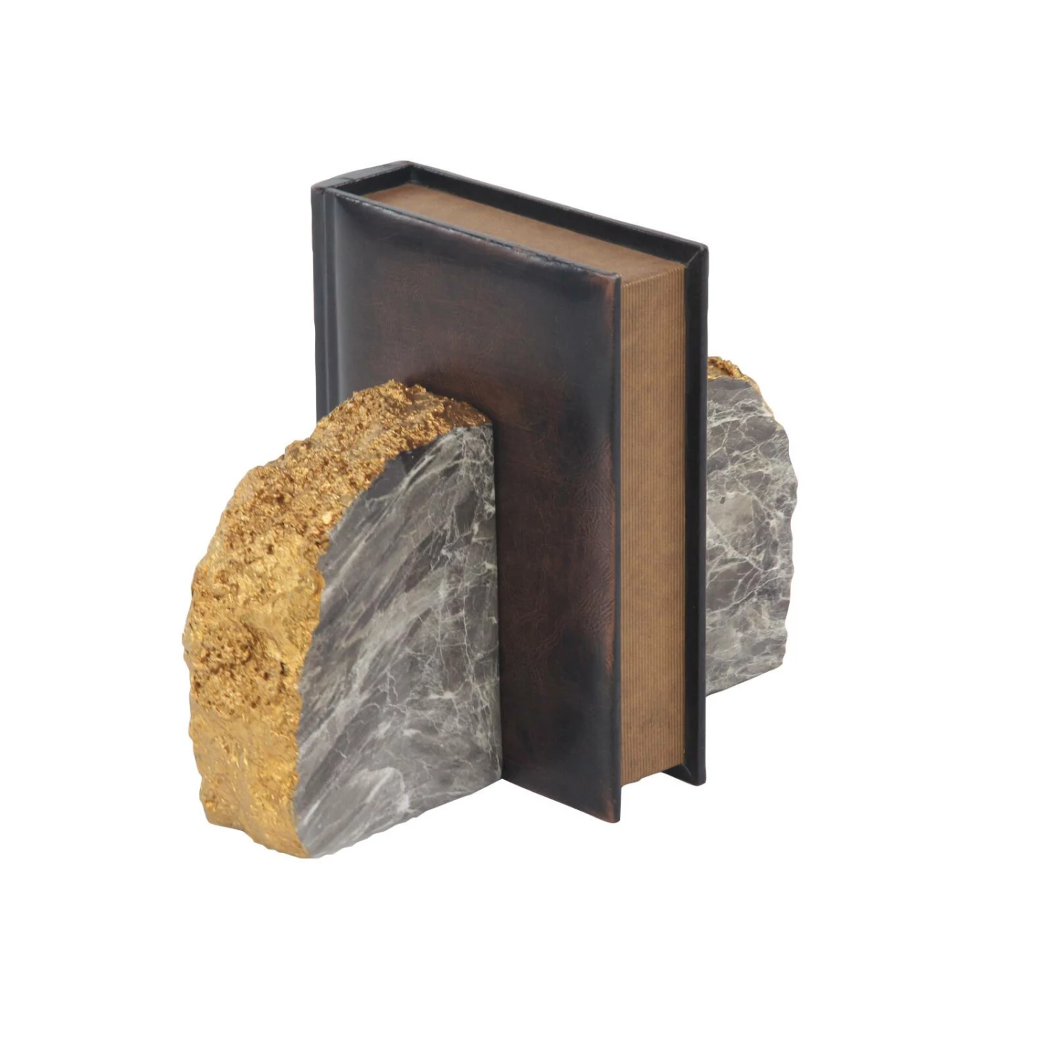 CosmoLiving By Cosmopolitan 7" Gray Glam Stone Bookends, 2ct. - Image 2