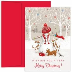 JAM Paper Snowman & Friends Christmas Cards Set, 2 Packs Of 18
