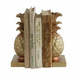 9" Pineapple Shaped Gold Bookend Set