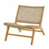 Light Brown Teak Wood Modern Accent Chair, 26" X 31" X 27"