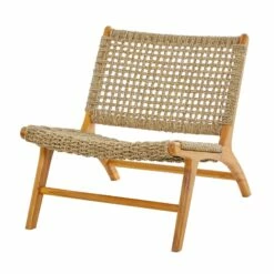 Light Brown Teak Wood Modern Accent Chair, 26" X 31" X 27"